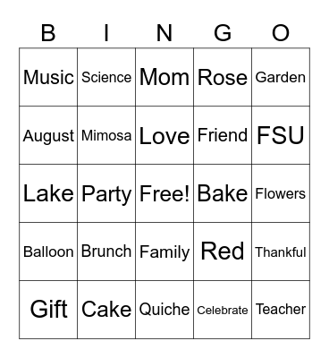 Birthday Bingo Card