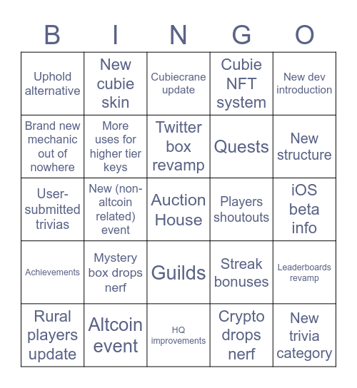 Hunter's Lodge Bingo Card