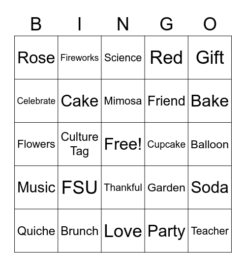 Birthday Bingo Card