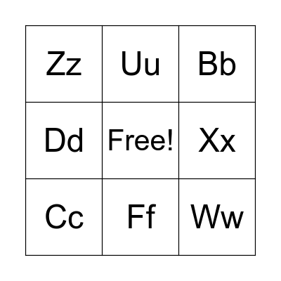 Alphabet Bingo Card