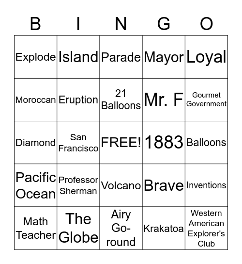 BALLOON BINGO Card