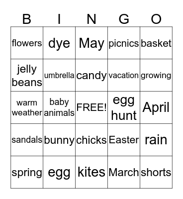 Spring Bingo Card
