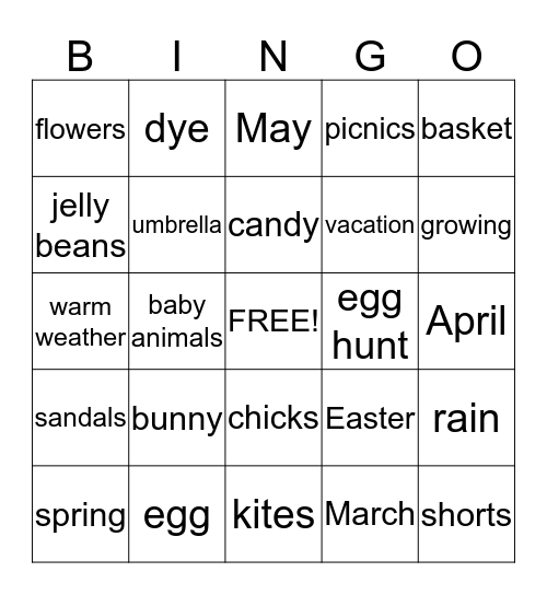 Spring Bingo Card