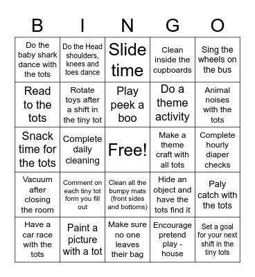 Kids Quest Tiny Tot Bingo Card