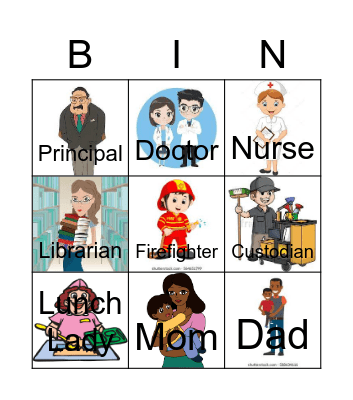 Community Helpers Bingo Card