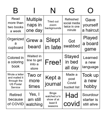 COVID BINGO Card