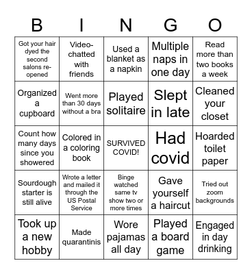 COVID BINGO Card