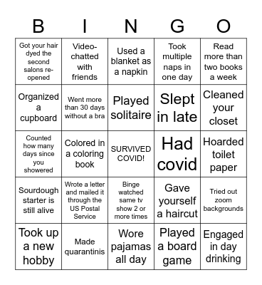 COVID BINGO Card