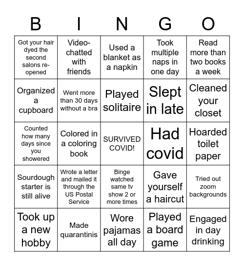 COVID BINGO Card