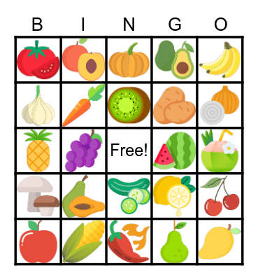 Fruits and Vegetables Bingo Card