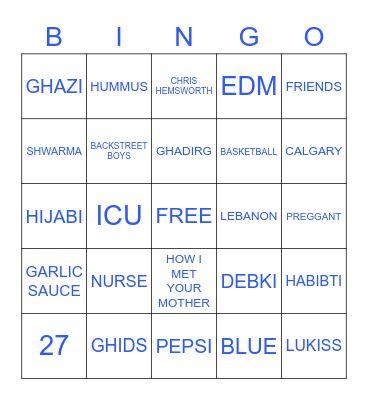 Ghadir's 27th Birthday Bingo! Bingo Card