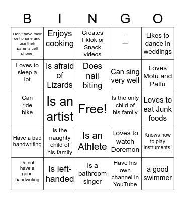 Let's introduce ourselves. Bingo Card