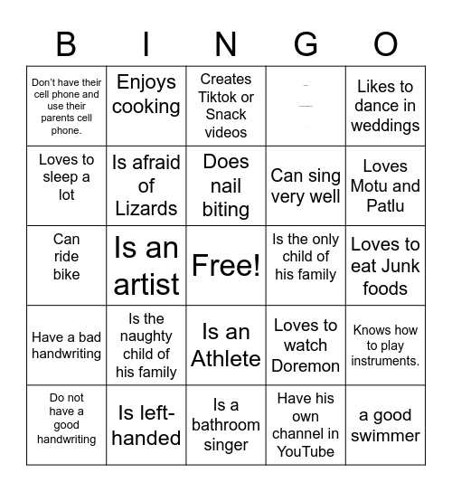 Let's introduce ourselves. Bingo Card