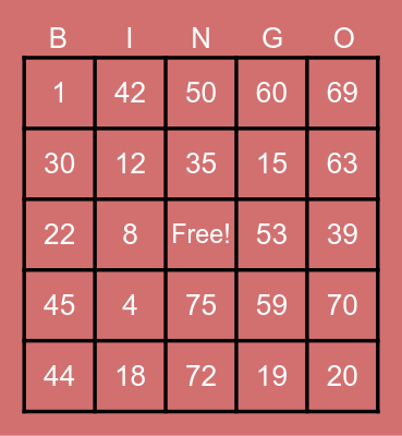 Abby’s Card Bingo Card