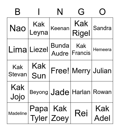 terkeenan Bingo Card