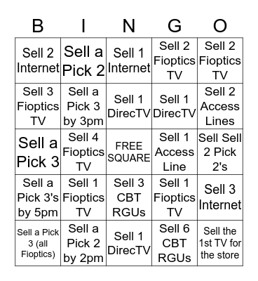 Fioptics BINGO Card