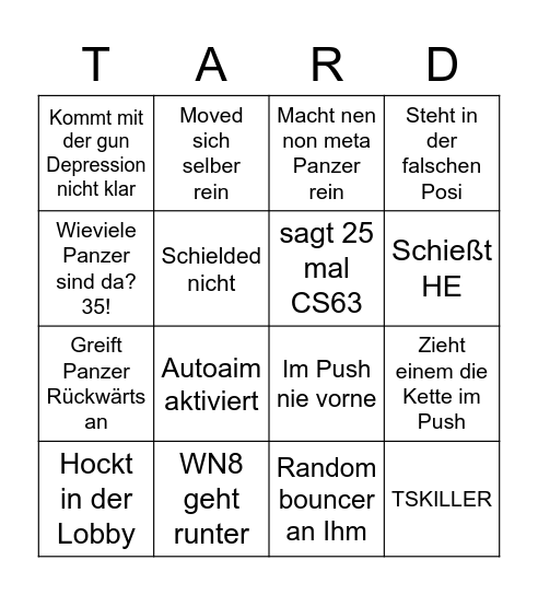 Tskiller Bingo Card