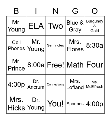 GHMS is the Best!!! Bingo Card
