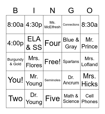 GHMS is the Best!!! Bingo Card