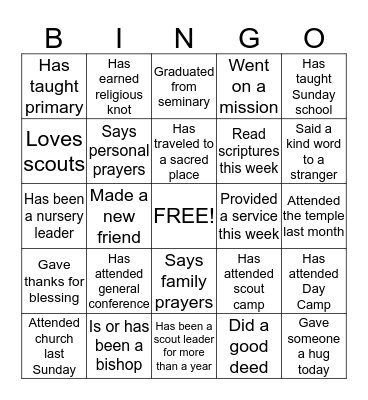 Faith Bingo Card