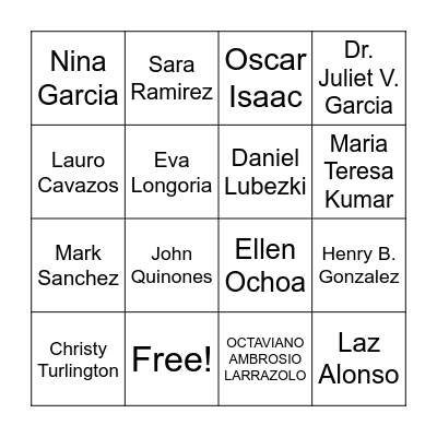 Hispanic Heritage Loteria Bingo Card