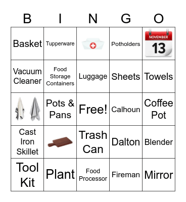 Megan's Bridal Shower Bingo Card