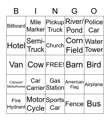 Expressway Auto Bingo Card
