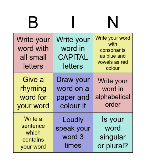 Think-a-Thon Bingo Card