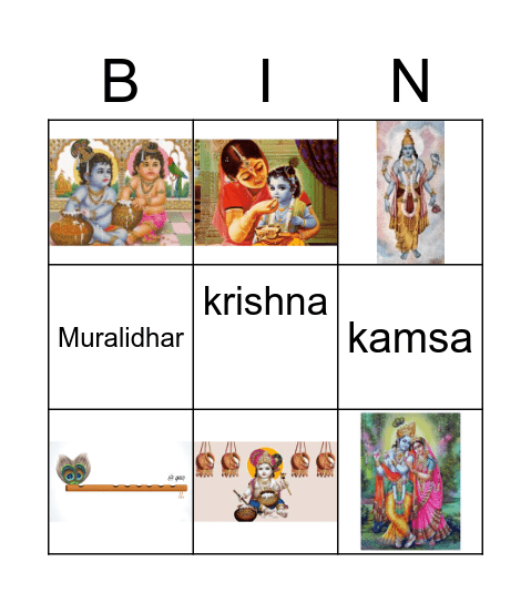 Shree Krishna Bingo---1 Bingo Card