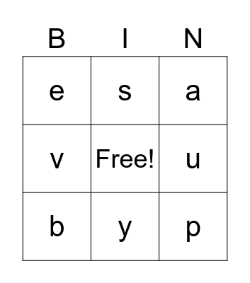 Alphabet Bingo Card