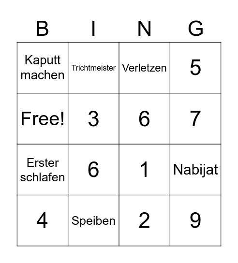 Urlaubs Bingo Card