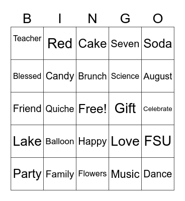 Birthday Bingo Card
