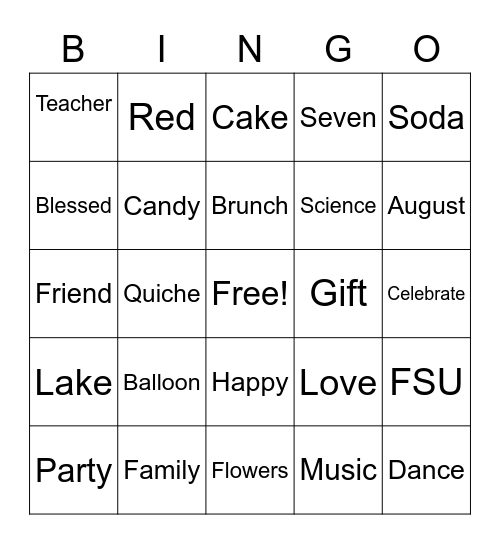 Birthday Bingo Card