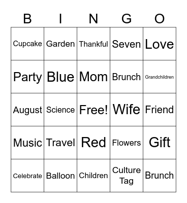 Birthday Bingo Card