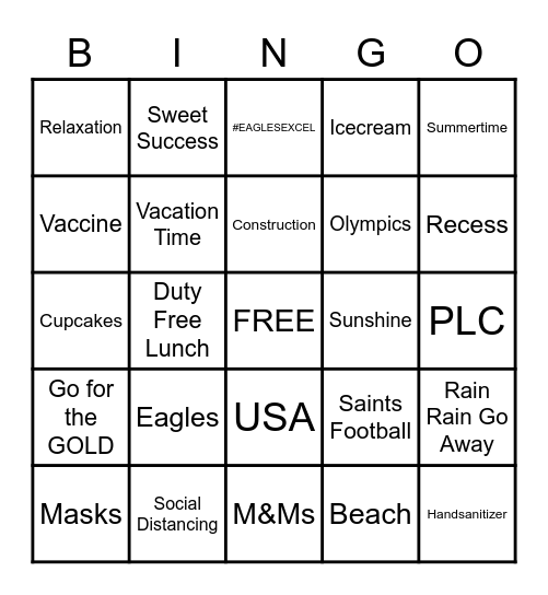 Welcome Back Bingo Card