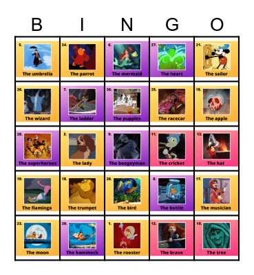 Disney Loteria Bingo Card