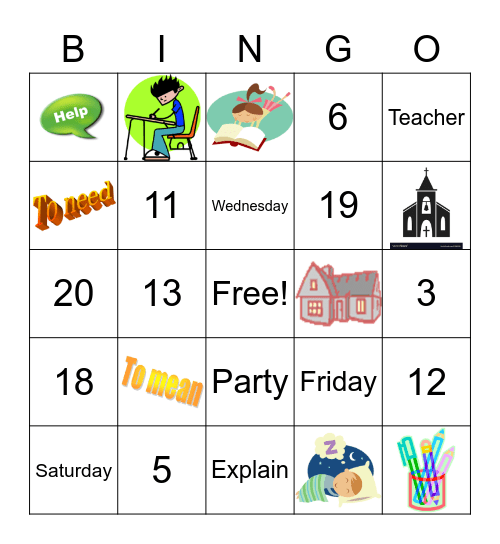 ASL I Bingo Card