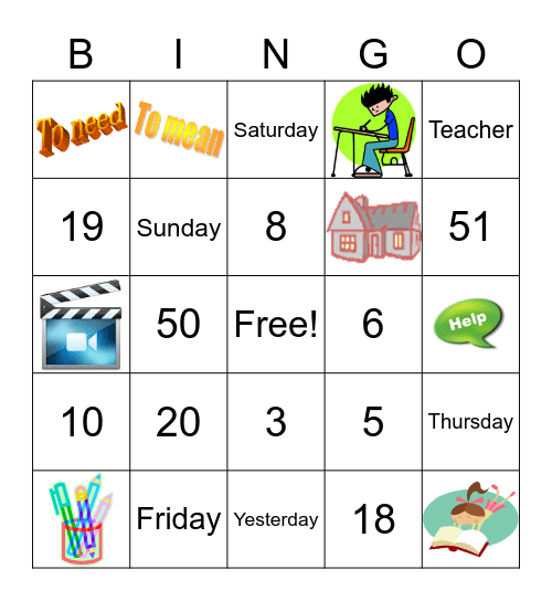 ASL I Bingo Card
