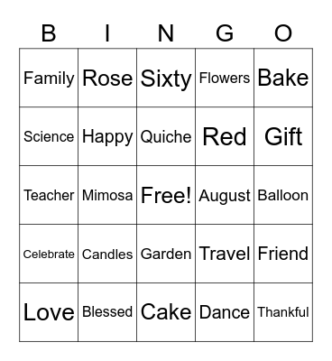 Birthday Bingo Card