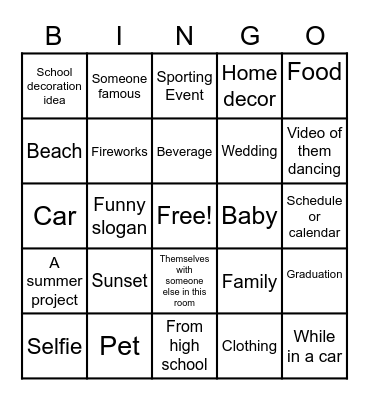Getting to Know you- Cell Phone Bingo Card