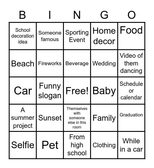 Getting to Know you- Cell Phone Bingo Card