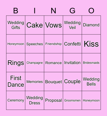 Luke && Kiki Wedding Bingo Card