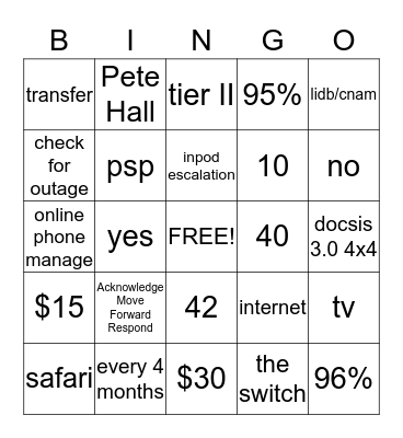 Team Jordan/ Williams Charter Bingo Card