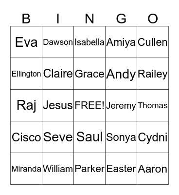 Easter 2015 Bingo Card