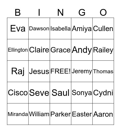 Easter 2015 Bingo Card