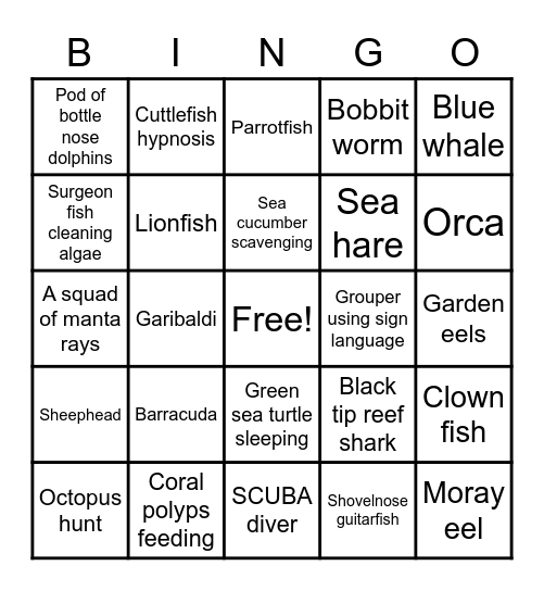 Blue Planet BINGO Card