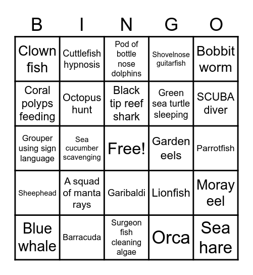 Blue Planet BINGO Card