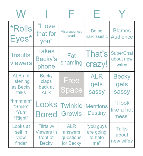 Amberlynn Wifey BINGO Card