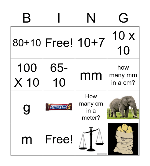 2nd Grade Math Bingo Card