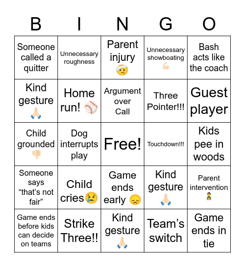 Sports Really Can Be Fun Bingo Card